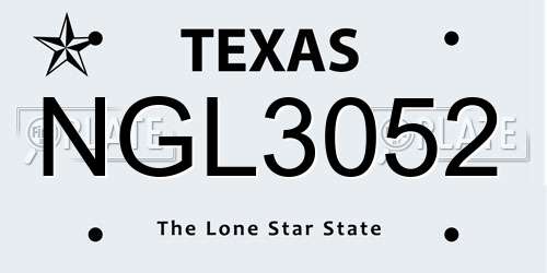 NGL3052 Texas License Plate