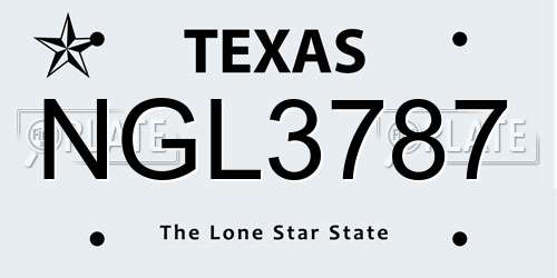 NGL3787 Texas License Plate