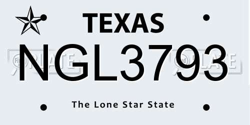 NGL3793 Texas License Plate