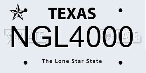 NGL4000 Texas License Plate
