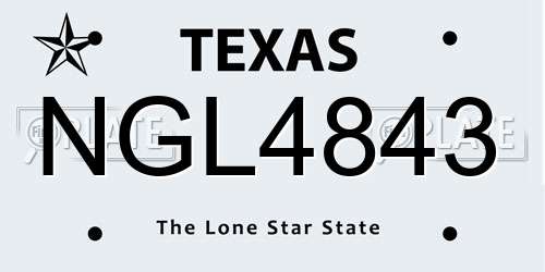 NGL4843 Texas License Plate