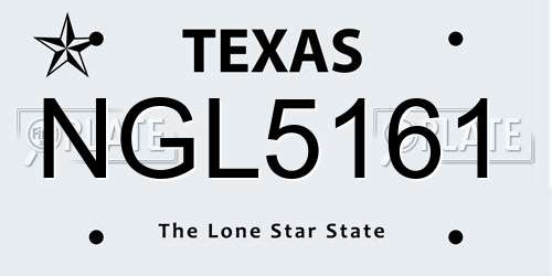 NGL5161 Texas License Plate