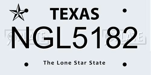 NGL5182 Texas License Plate