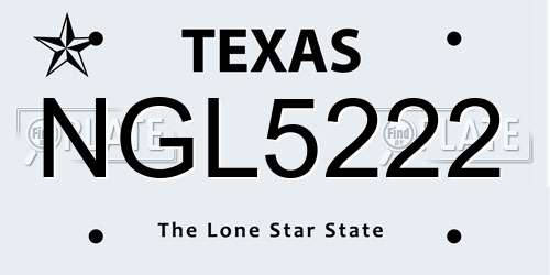 NGL5222 Texas License Plate