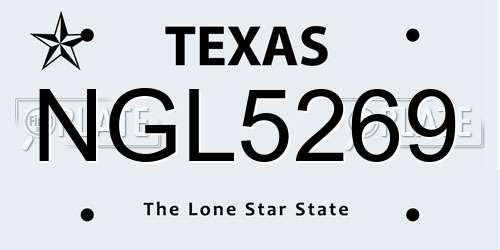 NGL5269 Texas License Plate