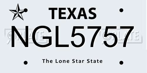 NGL5757 Texas License Plate