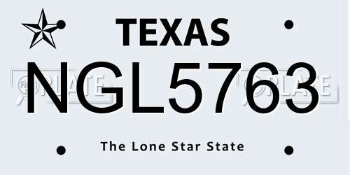 NGL5763 Texas License Plate