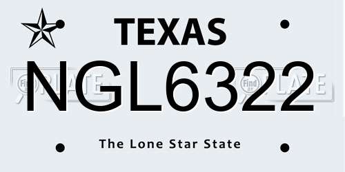 NGL6322 Texas License Plate