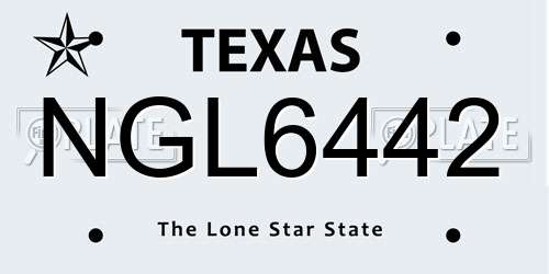 NGL6442 Texas License Plate