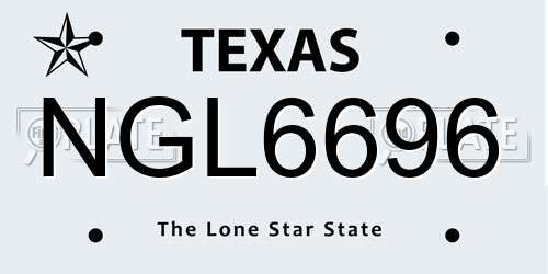 NGL6696 Texas License Plate