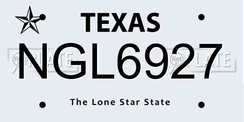 NGL6927 Texas License Plate