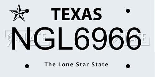 NGL6966 Texas License Plate