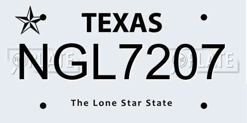 NGL7207 Texas License Plate