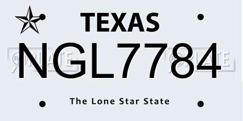 NGL7784 Texas License Plate