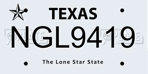 NGL9419 Texas License Plate