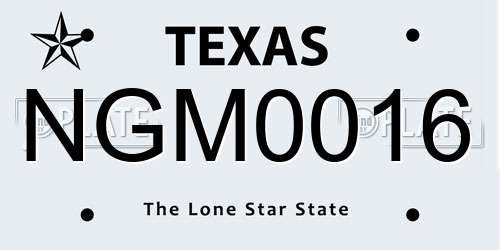 NGM0016 Texas License Plate