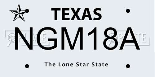NGM18A Texas License Plate