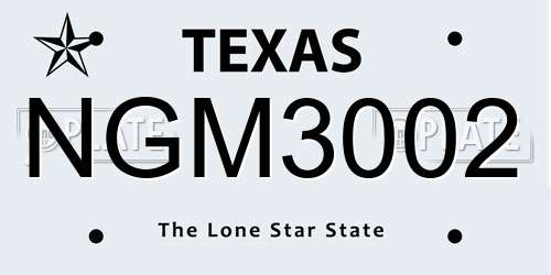 NGM3002 Texas License Plate