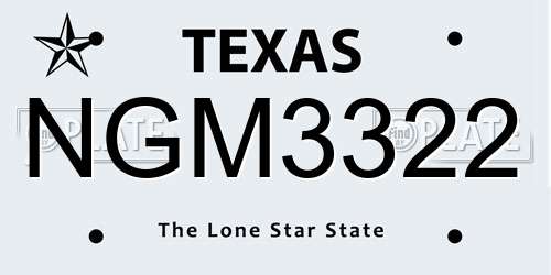 NGM3322 Texas License Plate