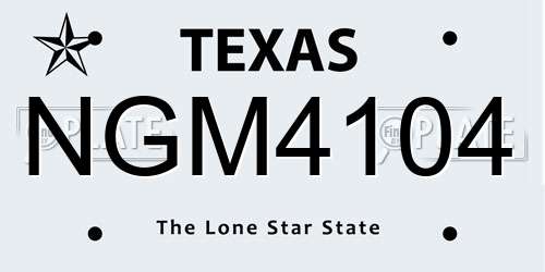 NGM4104 Texas License Plate