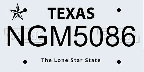 NGM5086 Texas License Plate