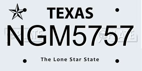 NGM5757 Texas License Plate