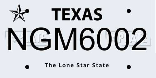 NGM6002 Texas License Plate