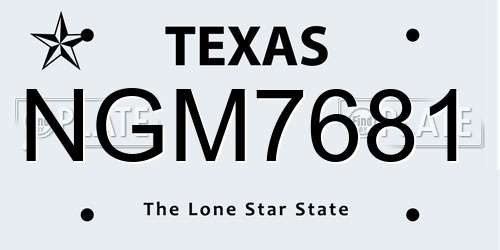 NGM7681 Texas License Plate