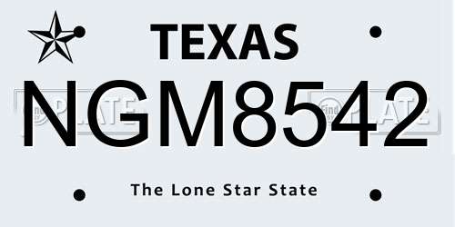 NGM8542 Texas License Plate