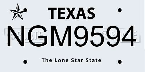 NGM9594 Texas License Plate