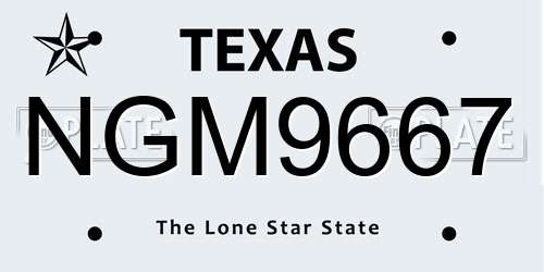 NGM9667 Texas License Plate