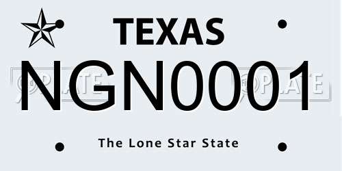 NGN0001 Texas License Plate