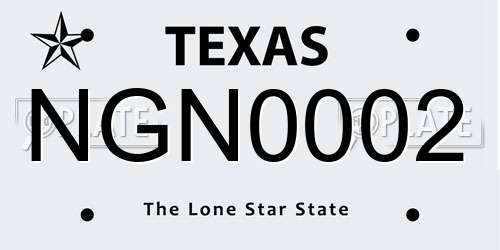 NGN0002 Texas License Plate