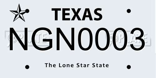 NGN0003 Texas License Plate