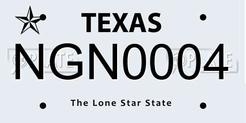NGN0004 Texas License Plate