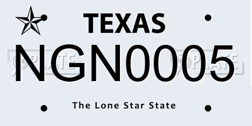 NGN0005 Texas License Plate