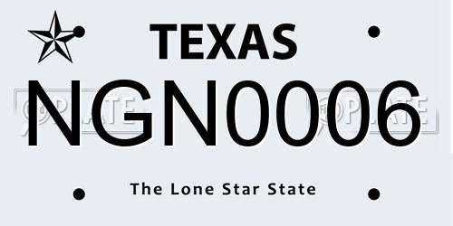 NGN0006 Texas License Plate