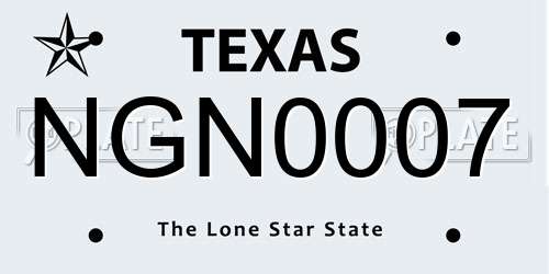 NGN0007 Texas License Plate