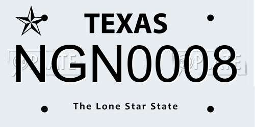NGN0008 Texas License Plate