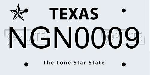 NGN0009 Texas License Plate