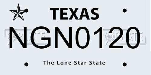 NGN0120 Texas License Plate