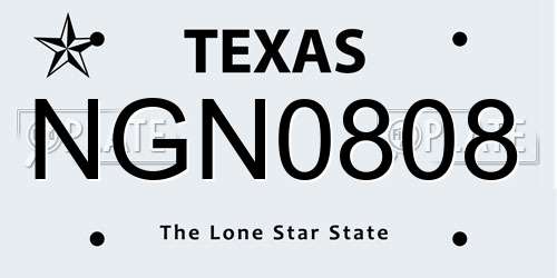 NGN0808 Texas License Plate