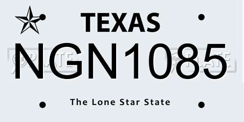 NGN1085 Texas License Plate