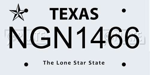 NGN1466 Texas License Plate
