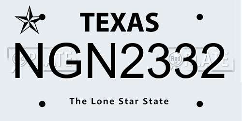 NGN2332 Texas License Plate