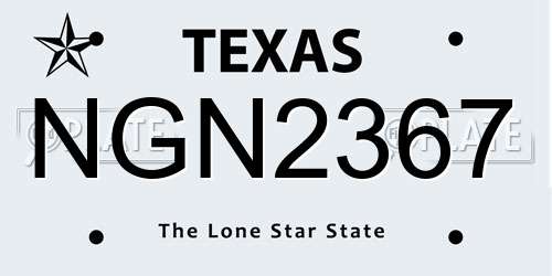 NGN2367 Texas License Plate