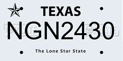 NGN2430 Texas License Plate