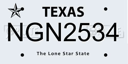 NGN2534 Texas License Plate
