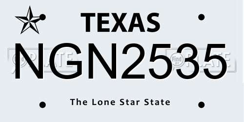 NGN2535 Texas License Plate