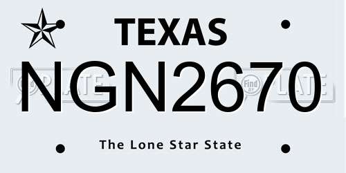 NGN2670 Texas License Plate